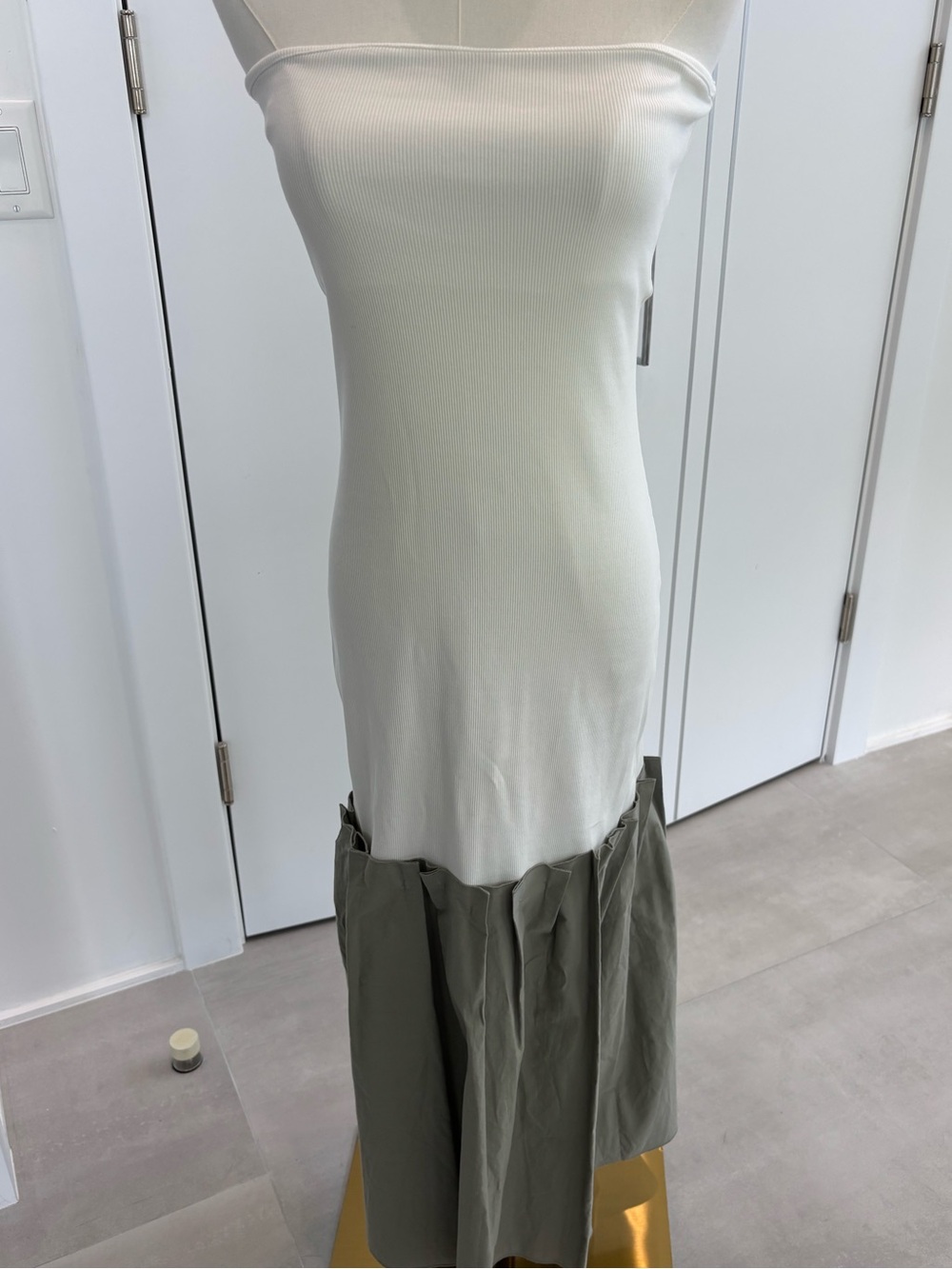 Women’s Olive Maxi Dress with Panel Hem
